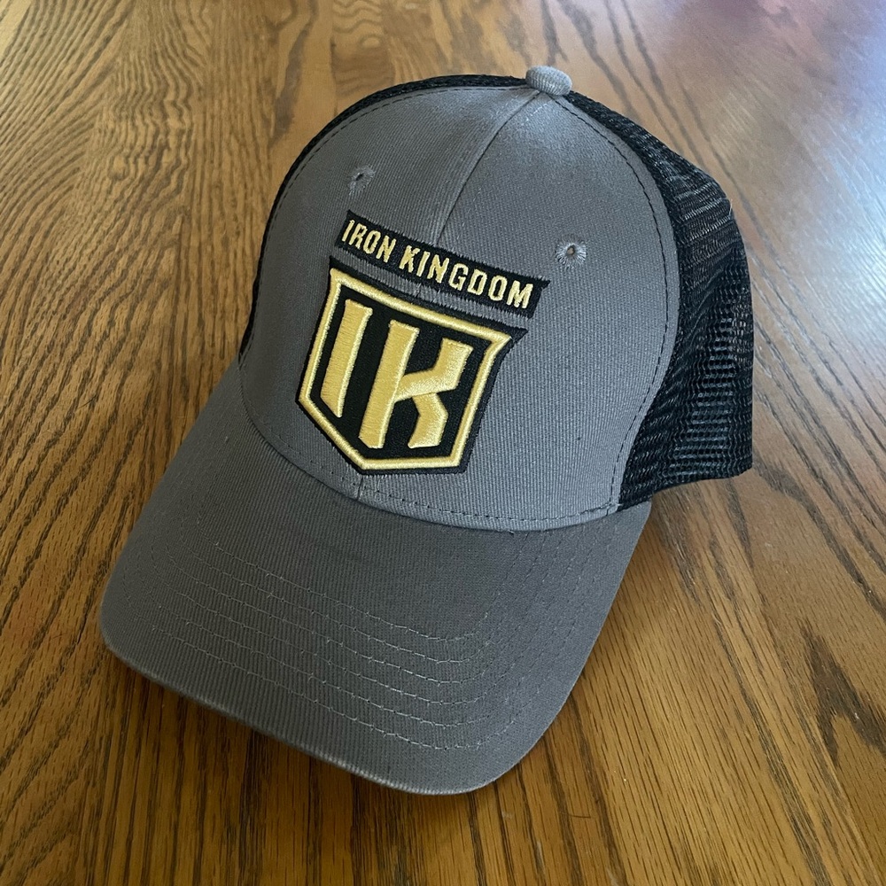 Iron Kingdom Grey & Black Trucker Hat with Gold Logo